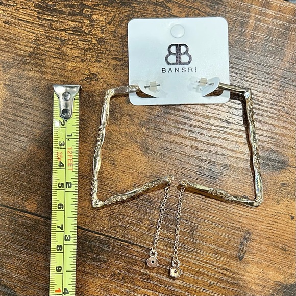 NWT Bansri Gold Angled Bar Yellow Crystal Statement Dangle Earrings Flower Charm - Picture 6 of 7